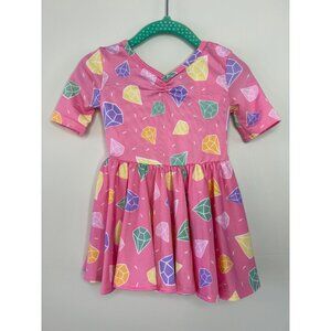 Dotdotsmile Dress Size 6/12 Months Pink with Multi Color Diamonds New With Tags